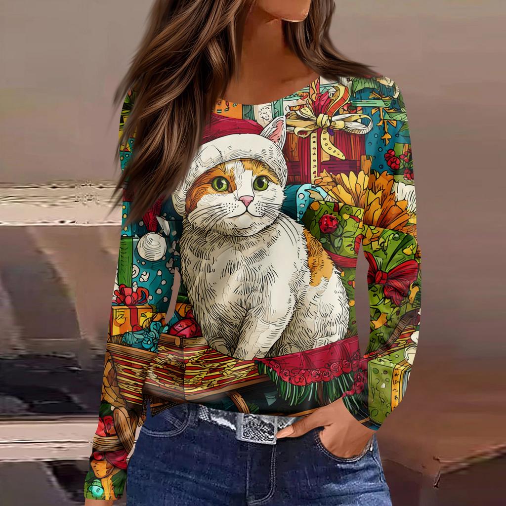 Womens's Fashion Casual Halloween Print V-neck Mid Length Pocket 3/4 Sleeve Top