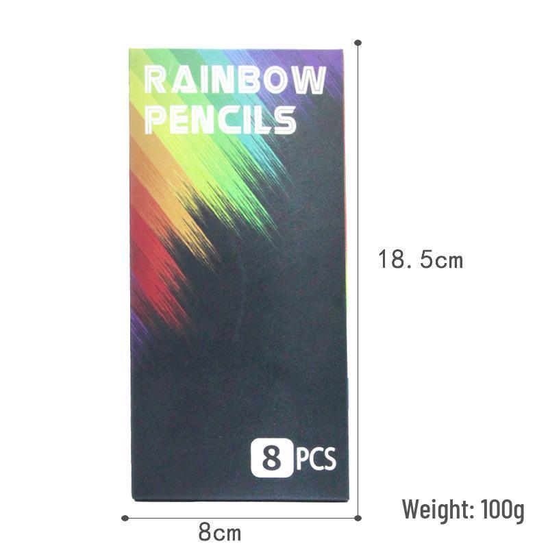 

12-цветные трансграничные радужные карандаши и 8-цветный набор кистей с многоцветным стержнем для детей Black Wood