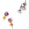 Pendientes de piedra en bruto de amatista Natural, pendientes simples y a la moda para mujer, joyería de flores de cristal, lujo de alta gama