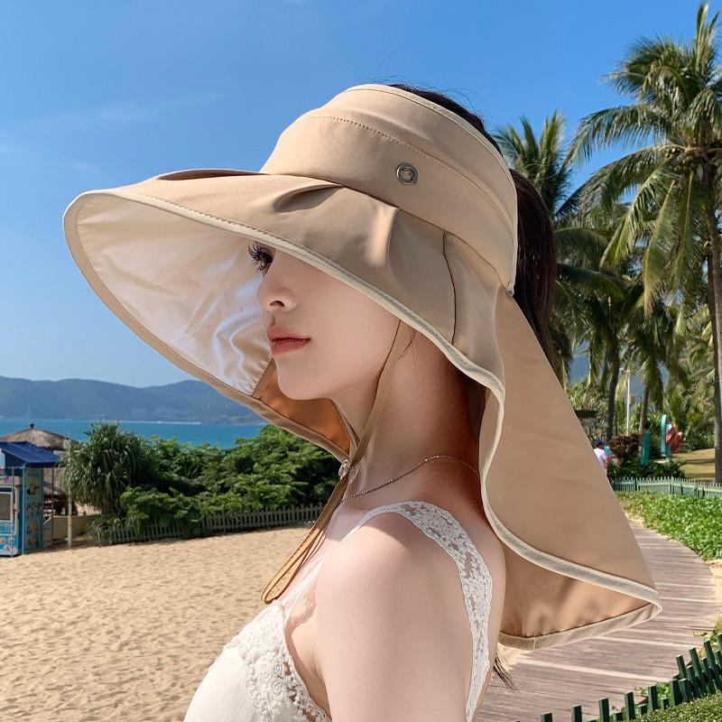 Outdoor Sun Protection Hat With Wide Brim And Neck Cover For Summer Beach Casual Wear