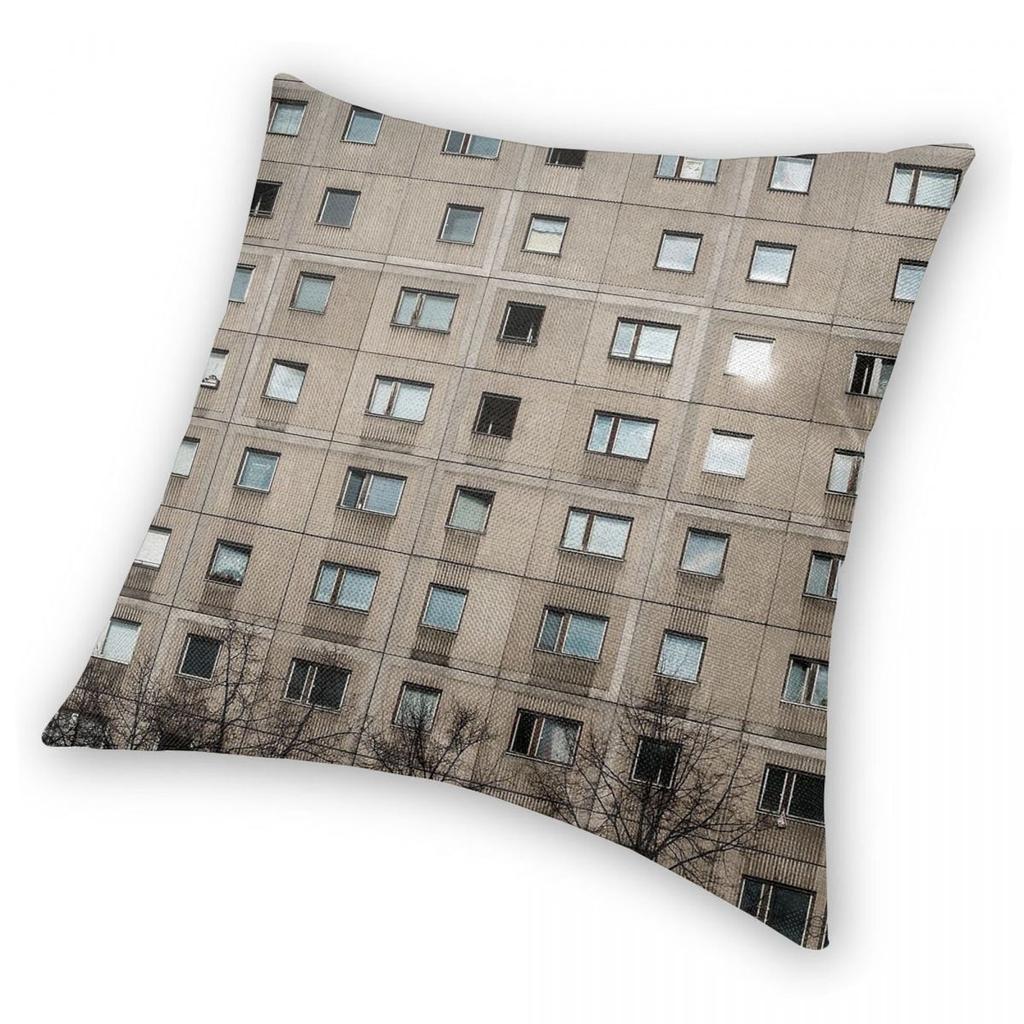 Plattenbau Building Facade Architecture Square Pillowcase Polyester Linen Velvet Creative Throw Pillow Case Home Cushion Cover