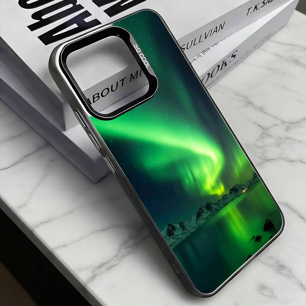 Northern Lights Phone Case For iPhone 17,16,15,14,13,12,11 Plus,Pro Max,XS,Colorful Silver Phone case Funda Cover