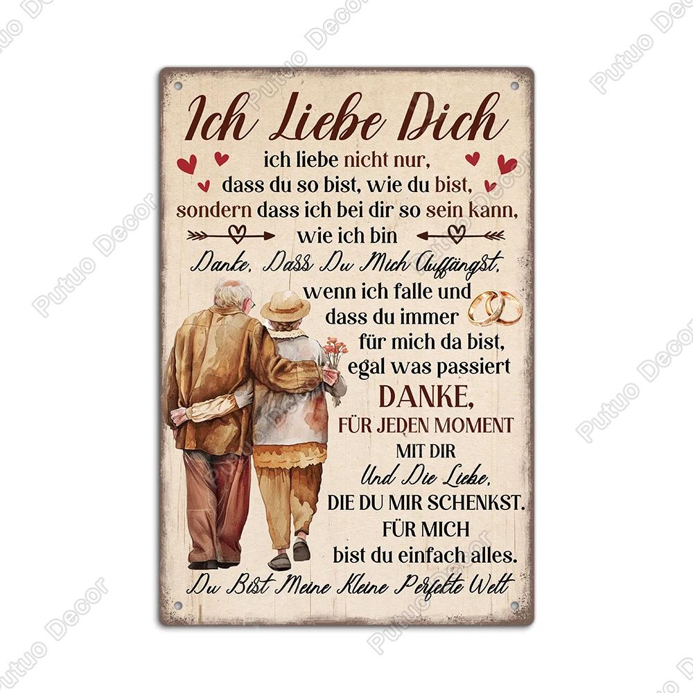 Putuo Decor German Vintage Metal Tin Sign xin Rustic Wall Art for Farmhouse Office Coffee Shop Unique Gift Idea for Friends