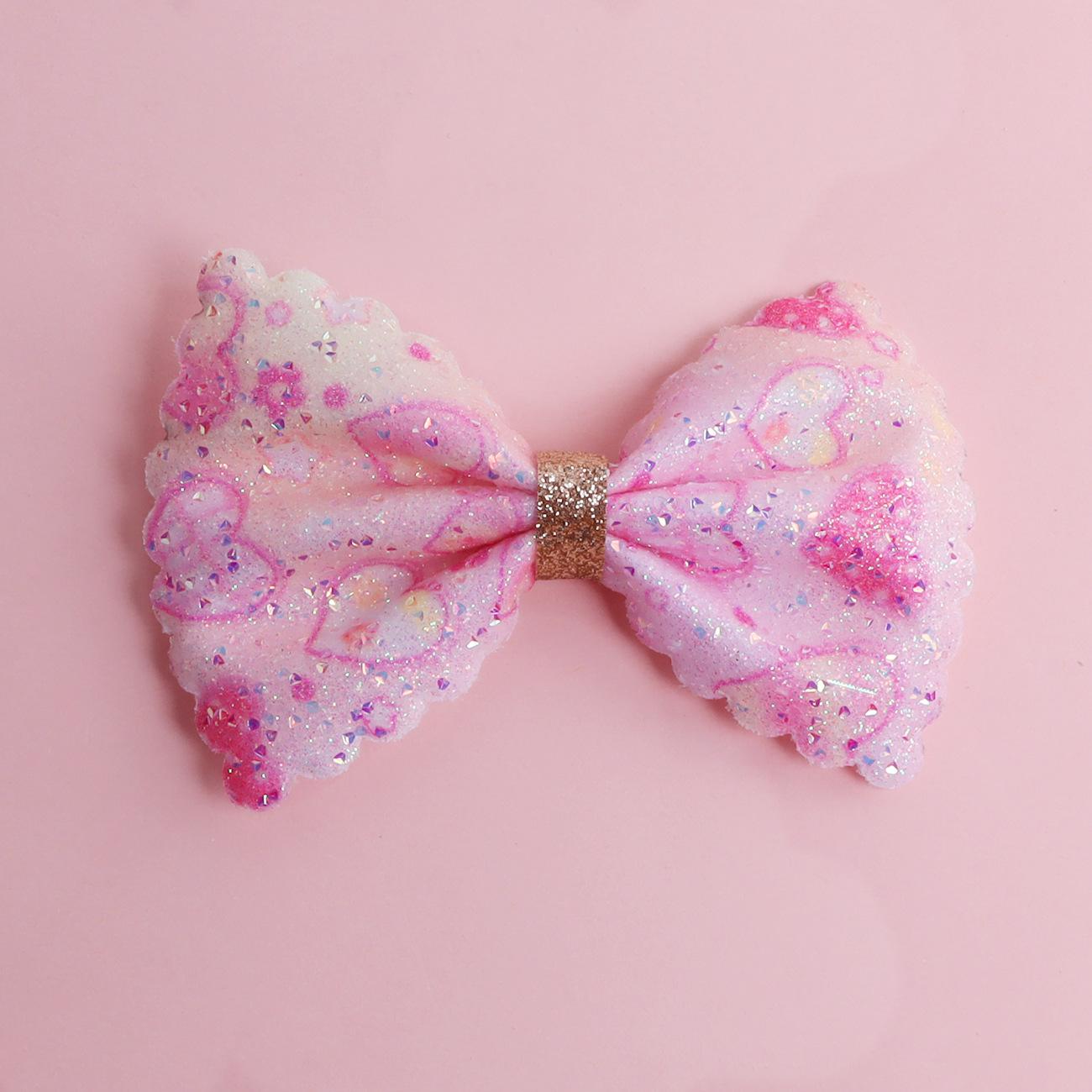 Heart-Shaped Bow DIY Ultrasonic Scallion Powder Kids Hair & Clothing Accessory Materials розовый