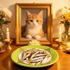 Tigela de Papel para Gato com Peixe Homenagem de Recordação para Animais de Estimação Acessório de Memorial para Animais de Estimação Réplica Realista de Peixe Seco para Gatos Falecidos Ritual de Perda de Animais de Estimação