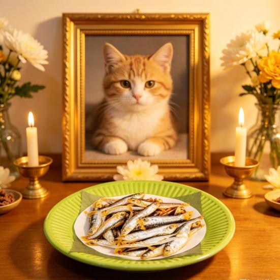 Tigela de Papel para Gato com Peixe Homenagem de Recordação para Animais de Estimação Acessório de Memorial para Animais de Estimação Réplica Realista de Peixe Seco para Gatos Falecidos Ritual de Perda de Animais de Estimação