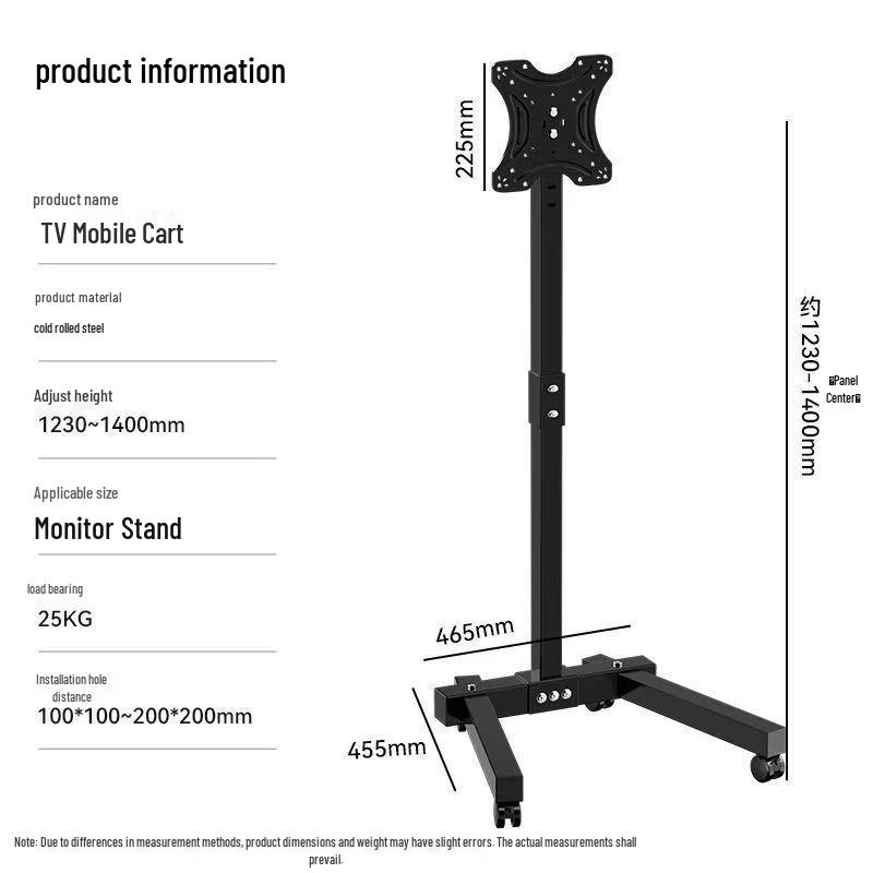 Universal Thickened LCD TV & Monitor Floor Stand with Vertical Pole & Wheels