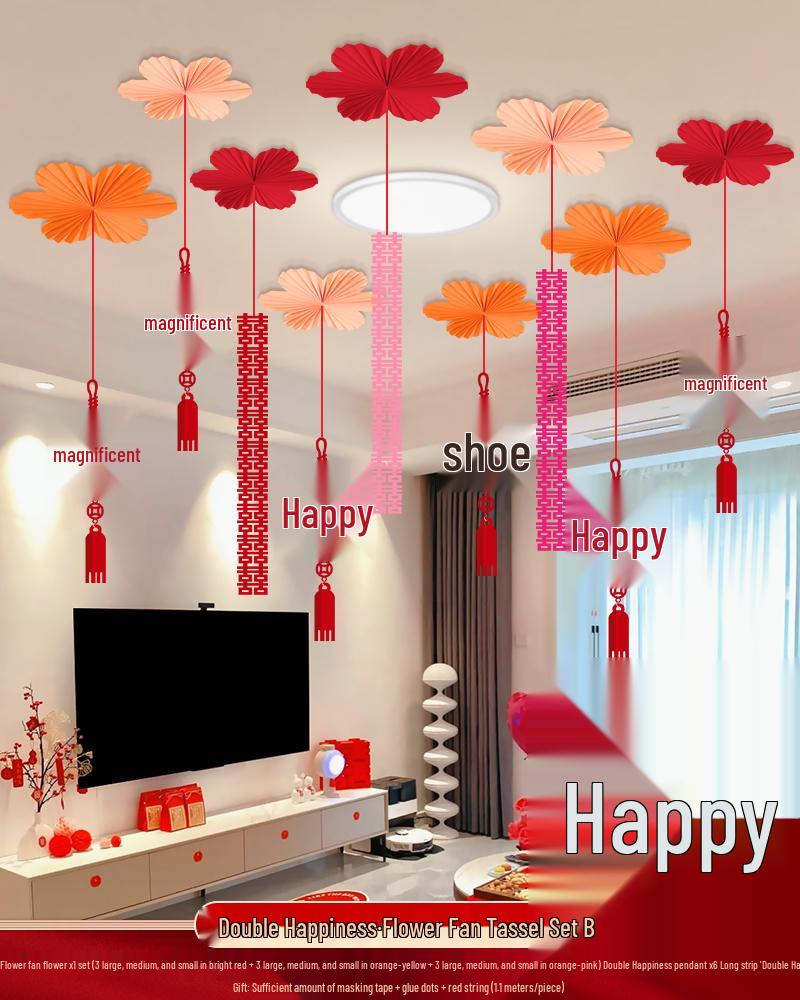 Ceiling Hanging Decorations: Wedding, Living Room, Bedroom, Boudoir Pendants & Fan Floral Ornaments