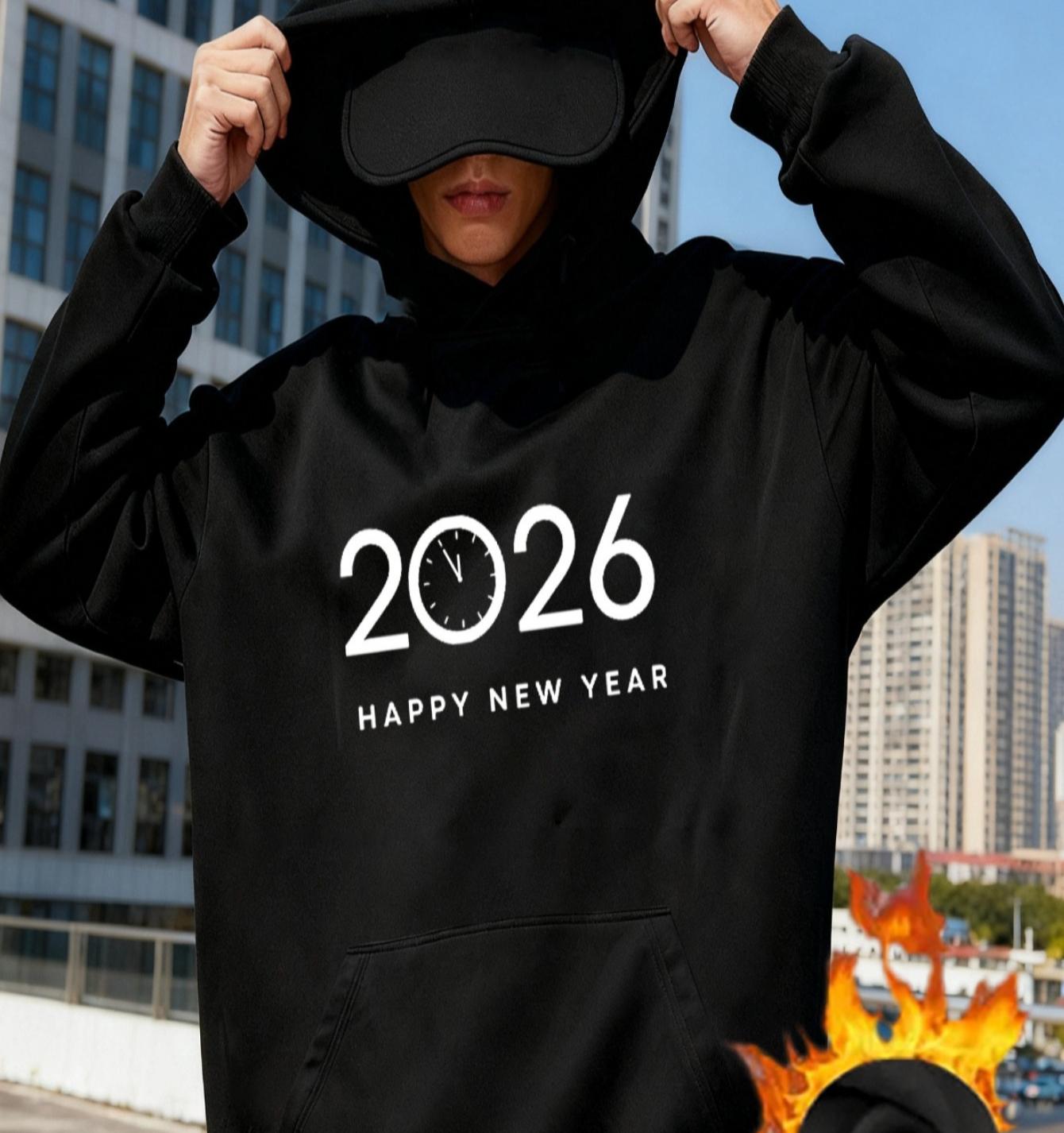 

2026 В движении: Мужская толстовка с капюшоном и съемной маской для глаз XXL чёрный