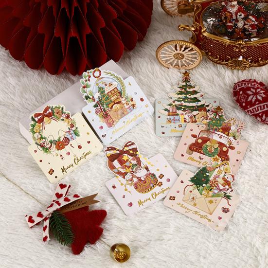 Yousheng 10 Pcs Christmas Greeting Card Gold Stamping Blank Xmas Postcards 3.9 X 5.3 Inch Merry Christmas Cards for Friends Family