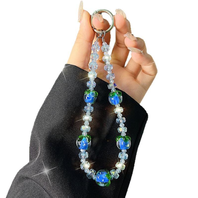 New Persimmon Ruyi Phone Chain New Chinese Style Glass Crystal Phone Chain Wrist Bag Keychain Pendant