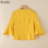 ZANZEA Blusa Holgada Casual de Verano con Cuello en V y Manga Acampanada 3/4 para Mujer