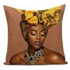 Fashion African Girl Lady Oil Painting Black Women Home Art Decoration Sofa Throw Pillow Case Polyester Cushion Cover