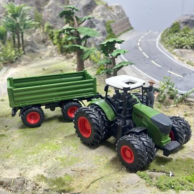 Velké hračky farmářského traktoru 16,5 palce / 42 cm s přívěsem, Realistická sada farmářského traktoru jako dárek k Vánocům nebo narozeninám