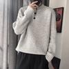 Grey American Retro Henley Neck Men S Knit Sweater Winter Lazy Cleanfit