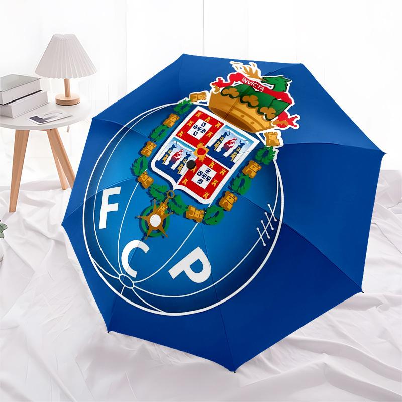 FC Porto, Badge- Automatic Opening and Closing, 8-rib Structure Portable Umbrella, Suitable for Men and Women in All Seasons - Perfect Gift