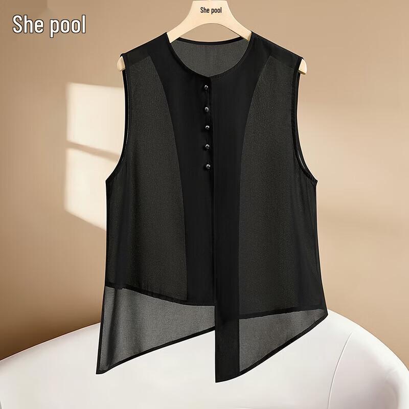 Shechi Women s Lightweight Irregular Vest M чёрный