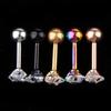 5pcs Stainless Steel Clear Crystal Labret Lip Ear 16g Piercing 5 Colors - Round Heart