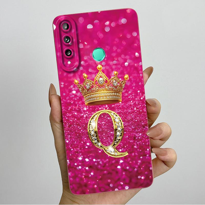 For Huawei Y7p P40 Lite E ART-L28 ART-L29 Fashion Initial Letter Couple Phone Case Y7P 2020 Soft Silicone TPU Protective Casing