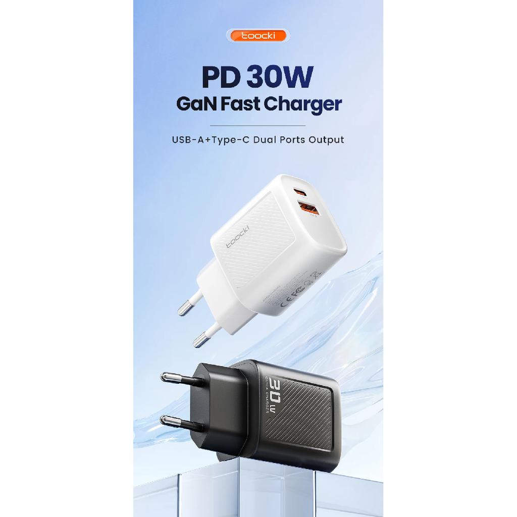 Toocki GaN USB C Charger for Travel 30W Portable USB Fast Charging Quick Charge Type C Charger for iPhone Xiaomi POCO UK/KR Plug