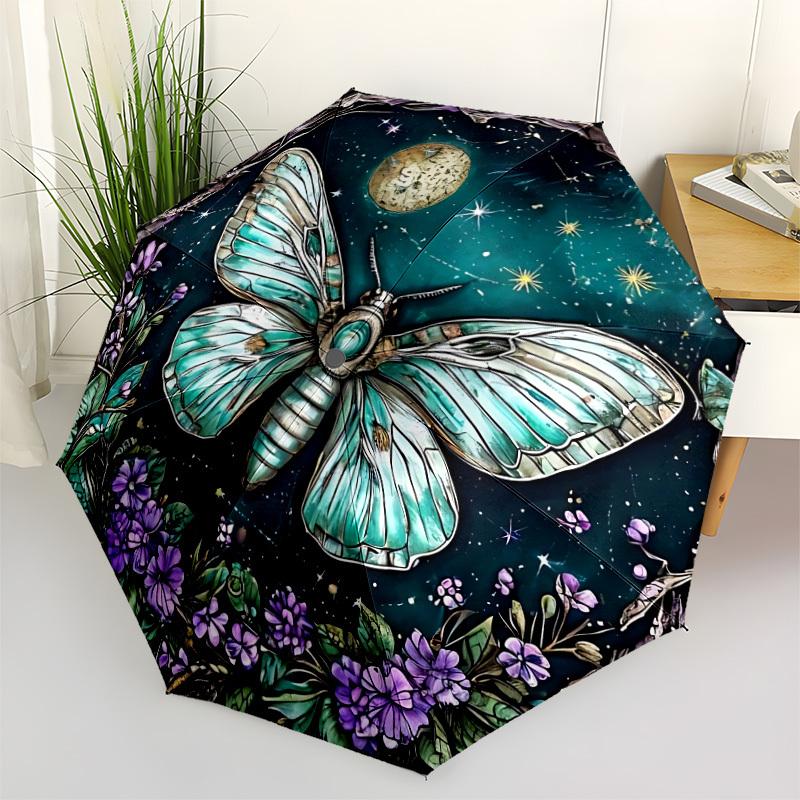 1pc Butterfly Night Garden Automatic Folding Umbrella. Portable collapsible design, Best  birthday festival gift yy250924175