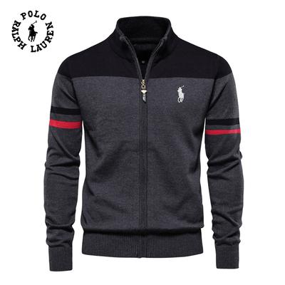 Ralph Lauren Embroidered Autumn and Winter New Knitted Cardigan Men's Sweater Zipper Knitted Sweater
