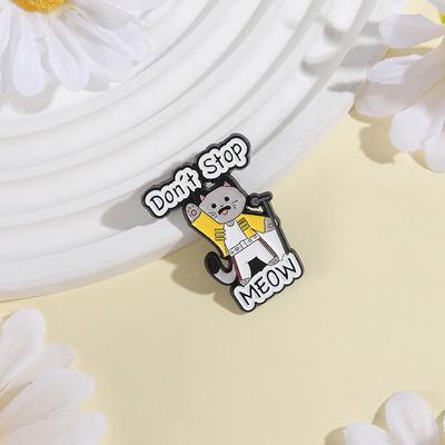Cat Singer Concert Enamel Pins Custom Don't Stop MEOW Brooches Lapel Badges Clothes Animal Jewelry Gift for Kids Friends