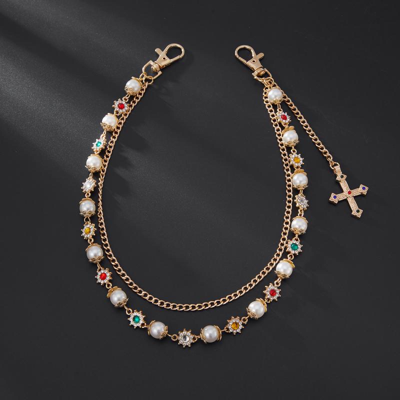 Punk Kreuz Jesus Anhänger Schlüsselanhänger Für Männer Rock Goth Hosen Taillengürtel Geldbörse Tasche Kette Luxus Strassstein Herz Jeans Hosen Kette