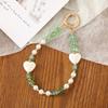 Crystal Bead Pendant With Colored Heart Phone Strap