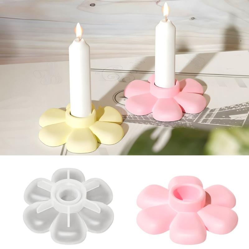 Eleganter floraler Kerzenhalter Silikonform Robuste Kerzenständerform für Hochzeitsdekorationen und Heim-Tischdeko-Design