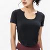WEZHO Women's Seamless Quick-Dry U-Neck Sports Top