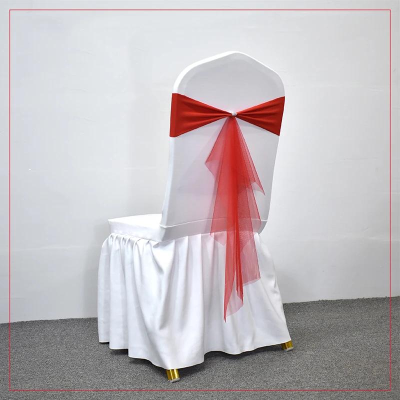 10/50 pièces Stretch Spandex Nœuds de Chaise avec Ruban Organza à Nouer Pour Banquet Fête Mariage Élastiques Écharpes de Chaise