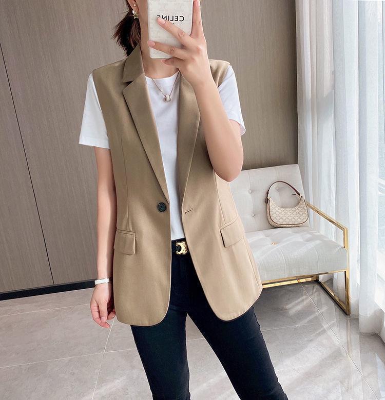 Gilet de costume minimaliste tendance de style coréen pour femmes - Vêtement d'extérieur haut de gamme, à la mode et polyvalent
