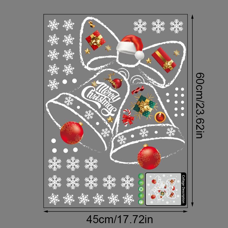 

1 шт. Креативные рождественские стеклянные наклейки Многоразовые рождественские оконные наклейки Статическое прилипание Наклейки-снежинки Пластиковые оконные наклейки 45x60см 45x60cm красный