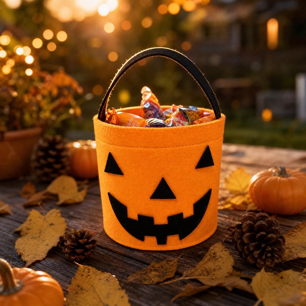 Halloween Candy Bag Pumpkin Shaped or for Kids Party Storage