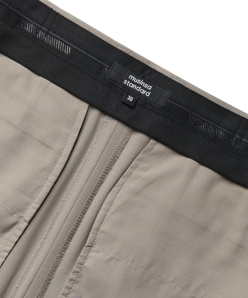 MUSINSA STANDARD Summer Wool Relaxed Tapered Hidden Banding Crop Slacks [Light Beige]