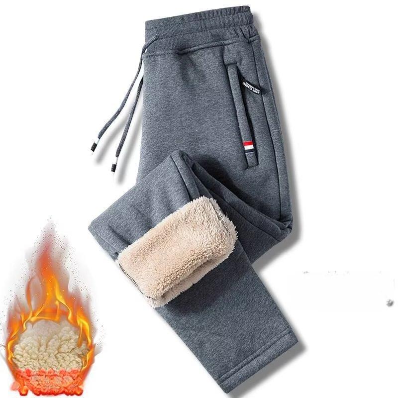 Autumn and Winter Lamb Velvet Casual Pants Men's Velvet Thick Large Size Loose Sports Pants with Feet Straight Warm Pants