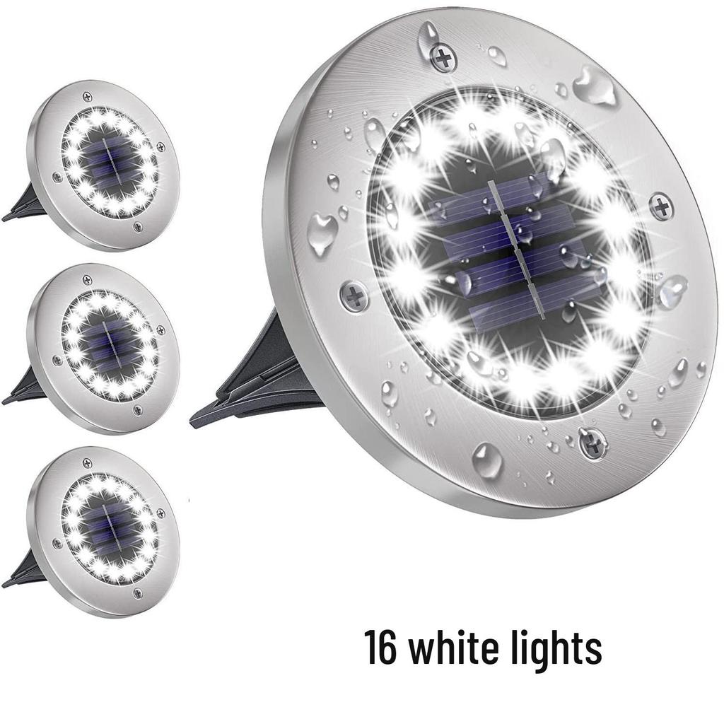16-LED & 12-LED Stainless Steel Solar In-Ground Lights
