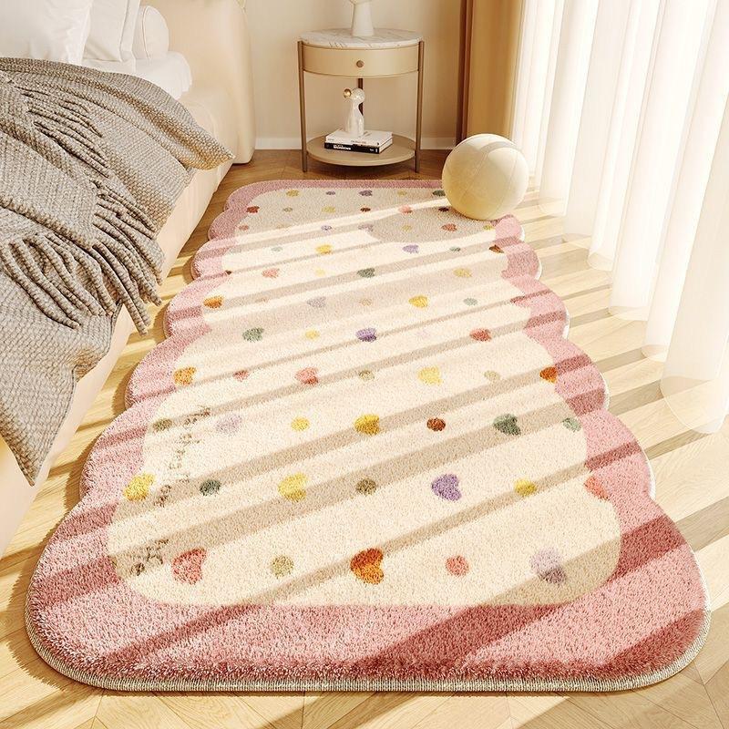 Cream Wind Imitation Cashmere Carpet Living Room Bedroom Bedside Dirt-Resistant And Easy To Take Care Of Bay Window Carpet Non-Slip Floor Mat
