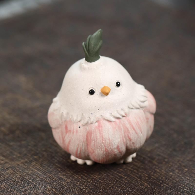 

Handmade Yixing Clay Tea Pet Garlic Bird Sculpture Creative Ceramic Tea Set Accessory