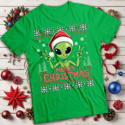 Alien Christmas T-shirt Funny Ugly Mens and Womens Tee #MC