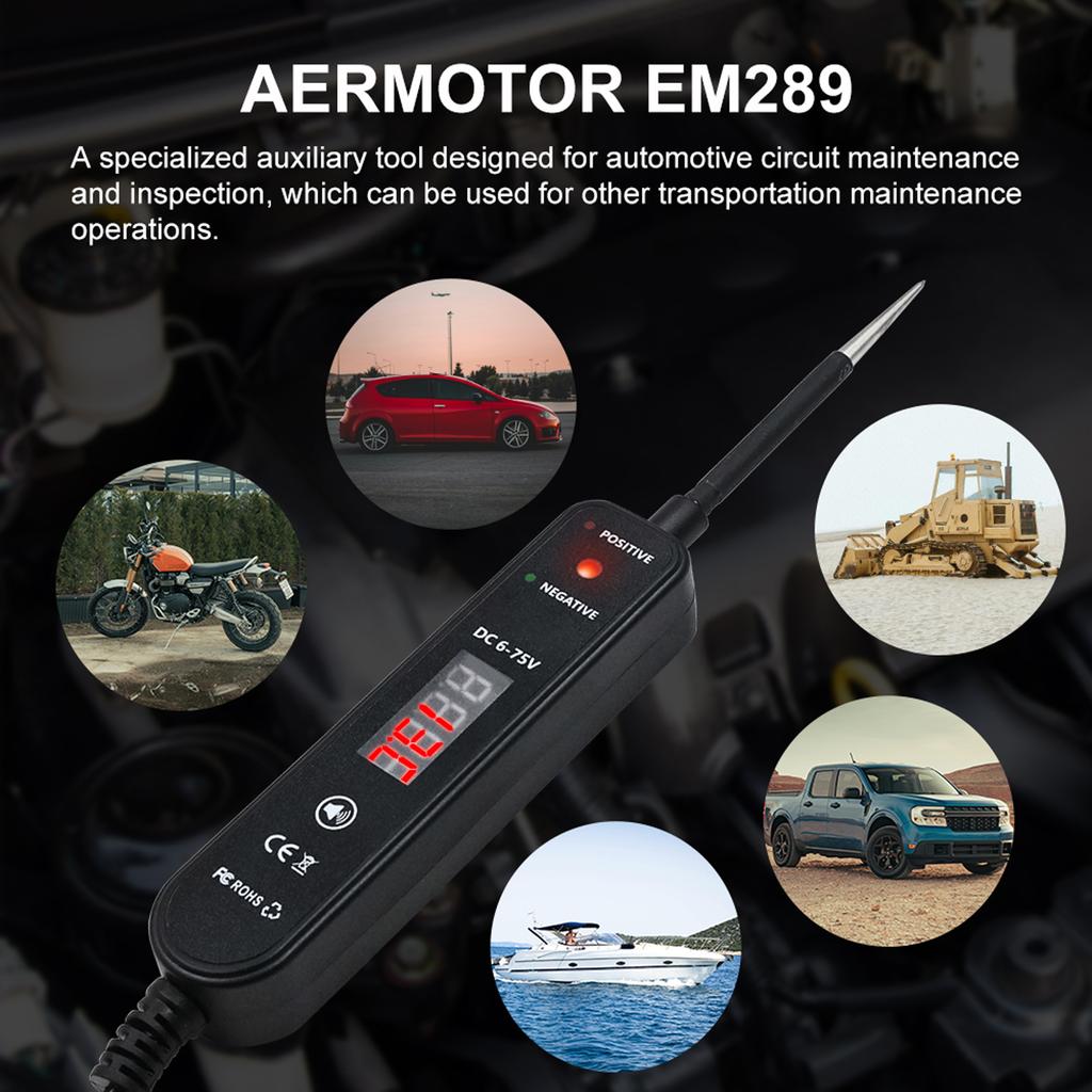 Automotive Circuit Tester 6-75V  , LED Digital Display Auto Electrical Test Light with Voltage Detection, Polarity and Continuity Checker for Car Tru