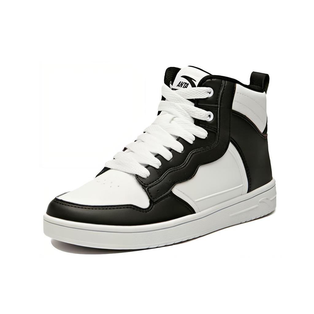 New Anta Life Collection Slip Resistant Cushioning High Top Skateboard Shoes Women's White Black 92948088-6