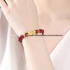 Gold Cinnabar Pixiu Bracelet with Lucky Beads and Curved Tube for Women – 999 Pure Gold DIY Gift