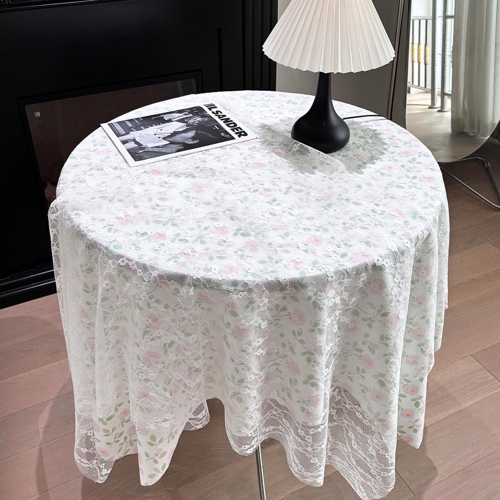 Lace Floral Tablecloth Desk Flannel Fabric Decoration Small Coffee Table Bedside Table Rectangular Retro Korean Style
