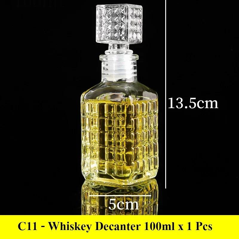 European Whiskey Transparent Glass Carved Small Bottle 50ml/100ml Mini Western Wine Bottle Sealed Red Wine Bottle
