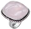 Rose Quartz Natural Gemstone Antique Silver Plated Ring US Size-8.5 A 332