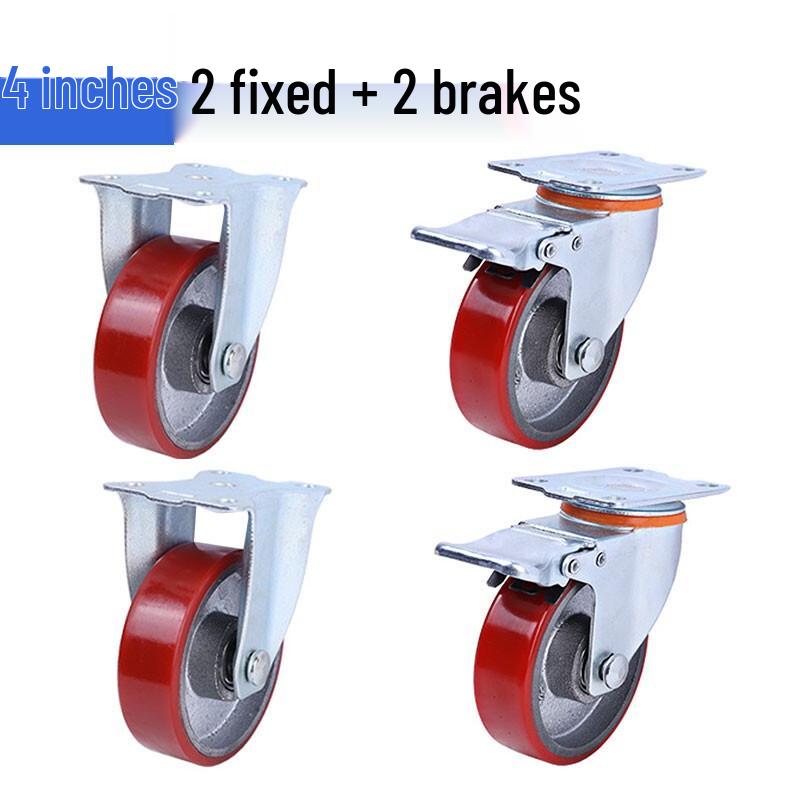 Wanzun 4-inch Polyurethane Caster Wheel Set