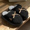 New thick-bottomed heightening bow fluffy slippers winter indoor home piled thermal cotton slippers can be worn outside