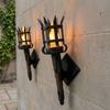 Led Lighting Medieval Torch Wall Lamp Dual Torch Torch Shape Hanging Light  Haunted House